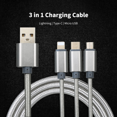 

3 in 1 Charging Cable Data Cable 24A with Micro USBType-cLightning for iPhone Xiaomi Huawei Samsung Nylon Braided Multiple USB