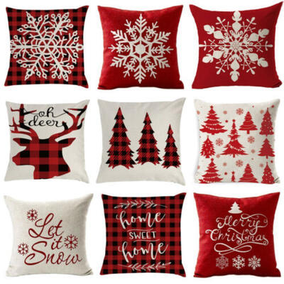

18" Christmas Xmas Cushion Cover Reindeer Pillow Case Throw Sofa Home Decor