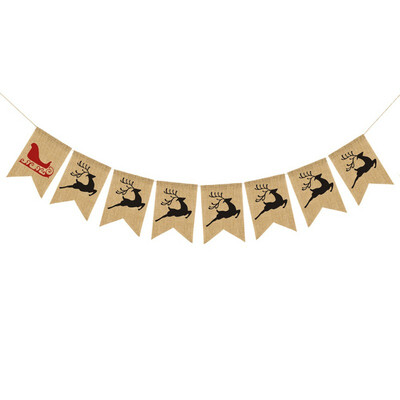 

Christmas Decoration Reindeer Pattern Flags Cute Bunting Garland Banner For Xmas Party Festival Home Decorations
