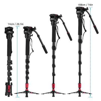 

JIEYANG Professional Photography Monopod Unipod Kit with Damping Fluid Head Quick Release Plate Carry Bag for Canon Sony Nikon Cam