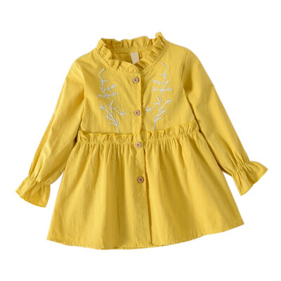 

Kids Dress for Girls Cute Long Sleeve Princess Clothes Baby Floral Print Children Cotton Birthday Dresses