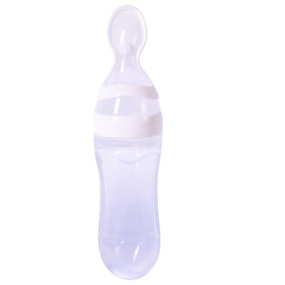 

Newborn Baby Daily Use Silica Gel Bottle With Spoon Food Supplement Rice Cereal Feeding Bottle