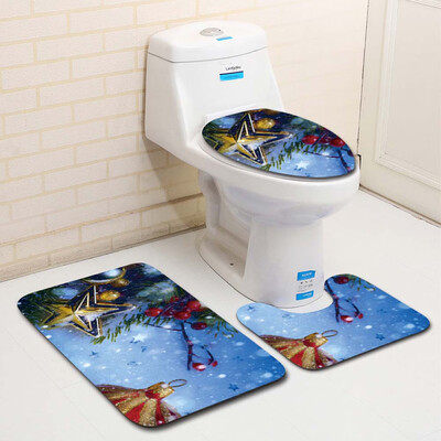 

〖Follure〗3PCS Fancy Santa Toilet Seat Cover&Rug Bathroom Set Christmas Decor