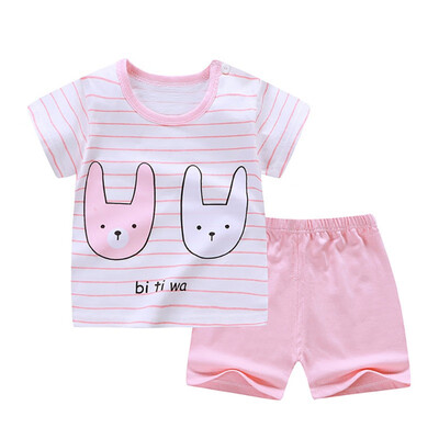 

Summer Baby Boys Girls Clothes Sets Short Sleeve Cartoon Print T-shirt TopsShorts Casual Outfits Sets