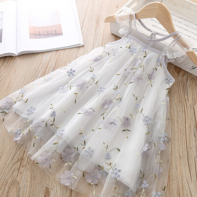 

Baby Kids Girl Cute Dress Mesh Casual Lace Embroidery Princess Baby Girl Clothes Summer Sleeveless Dress Kids Clothes