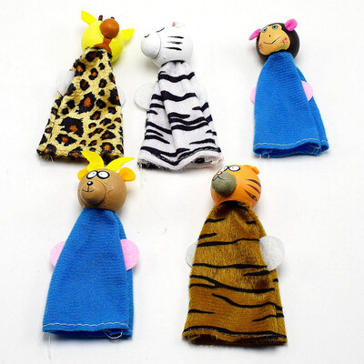 

YIWULA5PCSSet Wooden Animal Finger Puppets Hand Puppets Christmas Gifts