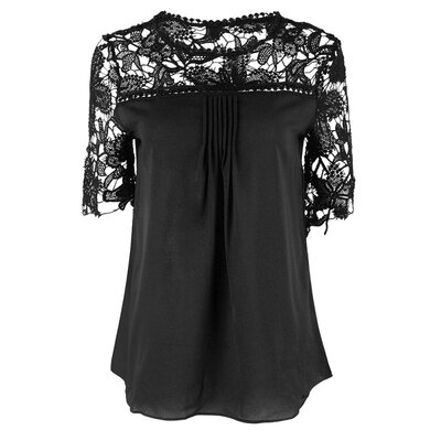 

WEIXINBUY Women Clothing Chiffon Blouse O-Neck Patchwork Femme Tops Casual Blouses N2