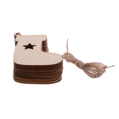 

10 Pcs Bird Wooden Bauble With Holes Natural Wood DIY Craft Christmas Ornaments Hanging Decorations