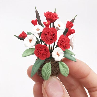 

Siaonvr Artificial 112 Dollhouse Miniature Fake Green Plant Flower in Pot Fairy Garden