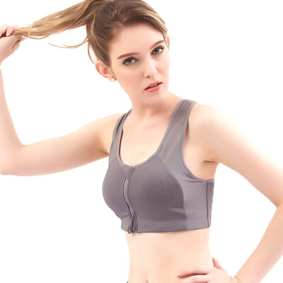 

Women Sports Bra Padded Zipper Front Push Up Shockproof Wirefree Tops Gym Fitness Bra Running sujetador deportivo