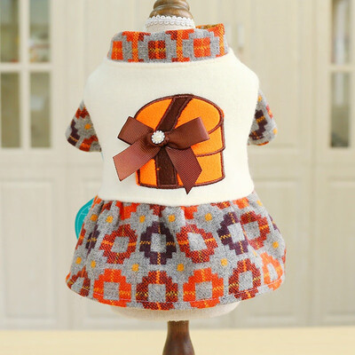 

Autumn Winter Woolen Costume Dress Warm Cute Bowknot Skirt