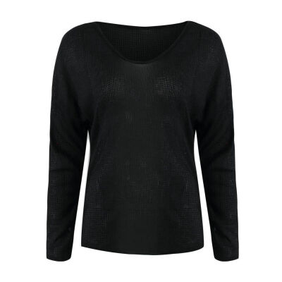 

Women Autumn Winter Sweater Loose Sweater Solid Color Long-Sleeved Casual Comfort Pullovers