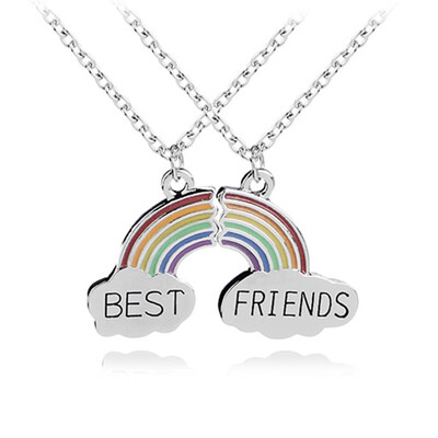 

Rainbow Shape Pendants Best Friends Silver Chain Necklaces Best Gift