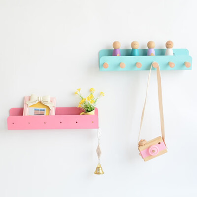 

Cute Iron U-shape Storage Rack Concise Wall Mounted Shelf With Non-slip Baffle Shelf Home Decoration Nordic Style