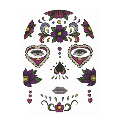 

Toponeto Halloween Temporary Face Art Waterproof Mask Sugar Skull Tattoo Beauty Sticker