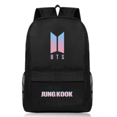 

BTS Teenage Backpack Korean Bangtan Letter Print Boy Girl School Backpacks Black Travel Book Bag Laptop Backpack