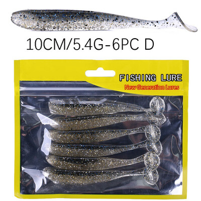 

6pcsset Artificial Bait False T Shape Tail Fish Pattern Soft Lure Fishing Accessories portable fishing lures bait kit