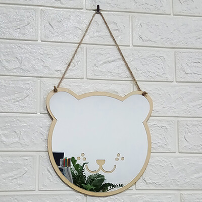 

〖Follure〗Nordic Wood Acrylic Mirror Cartoon Wall Camera Props Kids Room Wall Decoration A