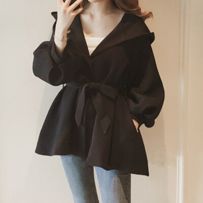 

Brand Korea Style Waist Belt Loose Khaki Trench Spring Autumn Women Fashion Female Casual Elegant Soft Long Coat Cloth