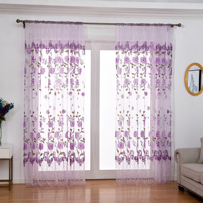 

New Floral Tulle Voile Door Window Curtain Drape Panel Sheer Scarf Valances