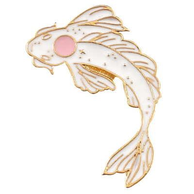 

Black White Koi Fish Metal Enamel Brooch