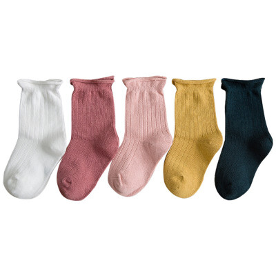 

Autumn Winter Childrens Cotton Solid Color Stripes Baby Hot Socks 5 Pairs Cute Baby Girl Boy Warm Casual New Socks 1-8Y