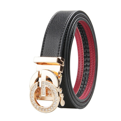 

BPSTAR Womens Automatic Buckle Genuine Leather Ladys Ratchet Holeless Belt Business High Quality Womens Real Belt for Pants