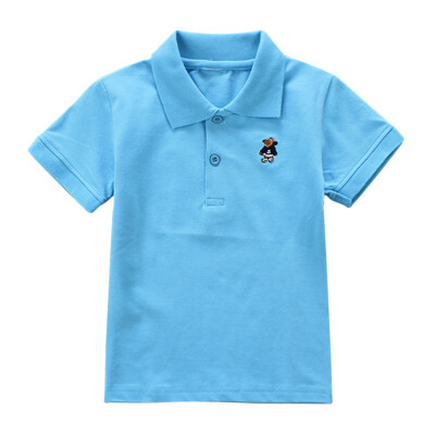 

Children Boys Summer High Quality Cotton Solid Turn Down Collar Short Sleeve Shirt 4 Colors Available