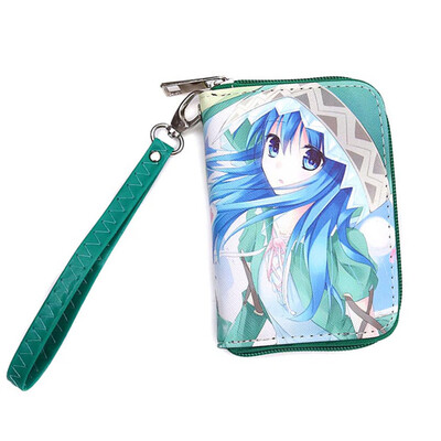 

Hatsune Miku lovelive PU Short Zipper Wallet Cartoon Printing Student Portable Coin Purse with Hand Strap