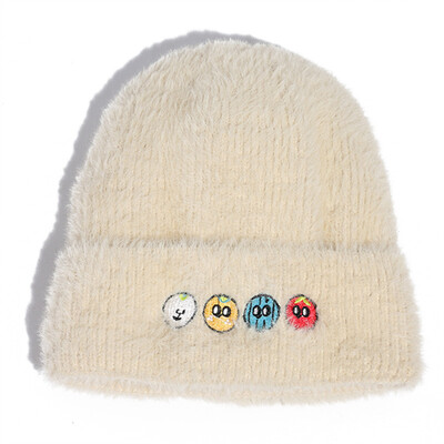 

Womens wool hat autumn&winter knitted hat Korean version plus velvet plus thick hat Japanese small fresh student warm hat