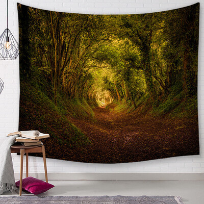 

Toponeto Misty Forest with Mountains Tapestry Fog 3D Vision Nature Tree Tapestry