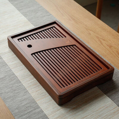 

Brown Slatted Bamboo Chinese Gongfu Tea Ceremony Serving Tray 35x22x46cm