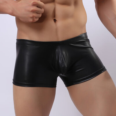 

Men Faux Leather Sexy Lingerie Bikini Clubwear Boxer Briefs Underwear Underpants