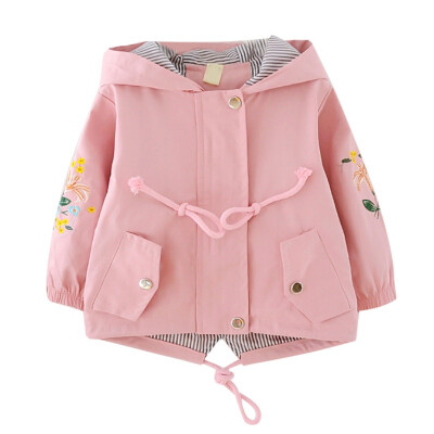 

Baby Girl Cute Outerwear Embroidery Flower Print Casual Autumn Hoodie Zipper Sweatshirt Kids Coat Outfits New