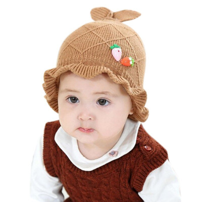 

Baby Hat Newborn Autumn Winner Cute Winter Kids Baby Hats Ear Pretection Knitted Wool Hemming Hat Drop Shipping