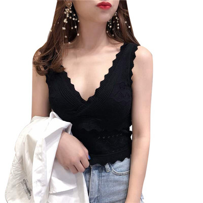 

Women Korean Style Sexy Hollow Out V-Neck Tank Top Summer Knitted Sleeveless Beachwear Crop Top