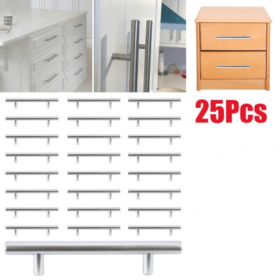 

25 PCS Modern Furniture Handles Kitchen Door Cupboard T Bar Handle Stainless Steel Cabinet Drawer Knobs Handle