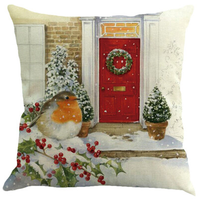 

Tailored Christmas Cotton Linen Sofa Car Home Waist Cushion Cover Throw Pillow Case A