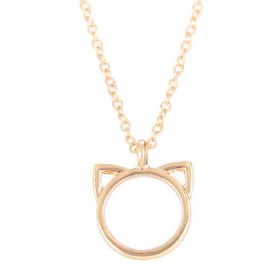 

Women Alloy Cat Ear Pendant Clavicle Chain Necklace Jewelry Retro