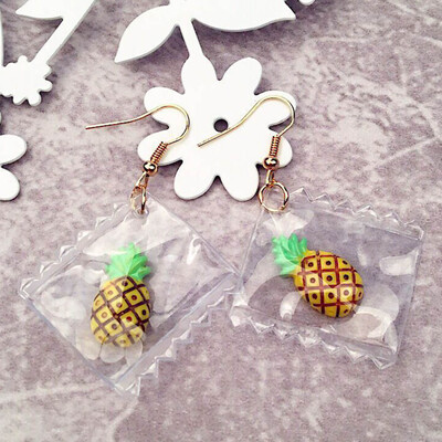 

1Pair Hot Korean Fun Candy Color Transparent Dangle Earrings Lollipop Heart Fashion Resign Rainbow Drop Earring For Women