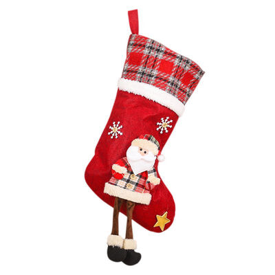

3D Doll Decor Christmas Stockings Candy Socks Gift Holder Bag With Hanging Loops Xmas Tree Fireplace Seasonal Decorations
