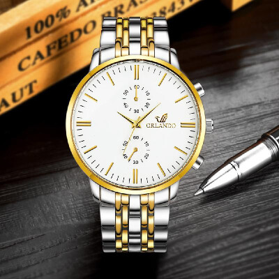 

Luxury Business Skeleton Men Watch Large Face Big Dial Simple Watch Wristwatch with Two Sub-dials