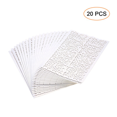

20pcsset White Wedding Invitation Cards Kit Pearl Paper Laser Cut Hollow Invitation Cards for Wedding Anniversary Birthday Party
