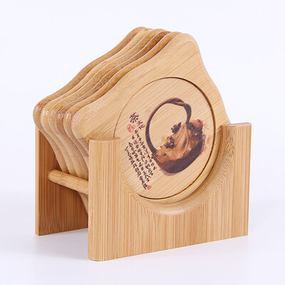 

Tea Coaster Anti-skid Bamboo Tea Ceremony Coffee Insulation Mat Six-piece Suit