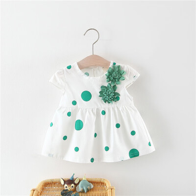 

Summer Baby Children Dresses Girl Short Sleeve Cotton Print Dress Infant Kid Princess Dress