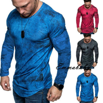 

Mens Gym Slim Fit O Neck Long Sleeve Muscle Tee T-shirts Casual Tops Blouse