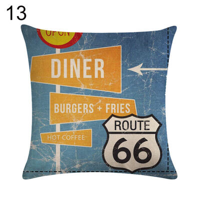 

Vintage Route 66 Linen Pillow Case Soft Cushion Cover Sofa Home Office Decor
