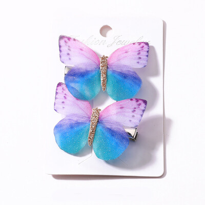 

New Baby Children Girl 2 Pcs Sets Hair Pin 9 Colors Sweet Candy Color High Quality Butterfly Grips Fashion Accessories Hairpin