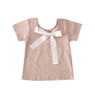 

Baby Girls Summer New Casual Solid Color Wear Bottoming Short Sleeved Cotton T-Shirt 1-7 Years