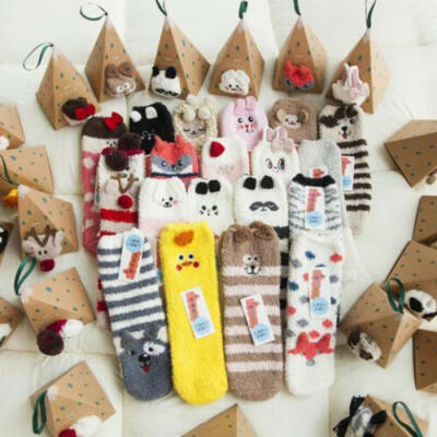 

Fashion Womens Girl Soft Warm Fluffy Bed Socks Gental Grip Animal Christmas Gift